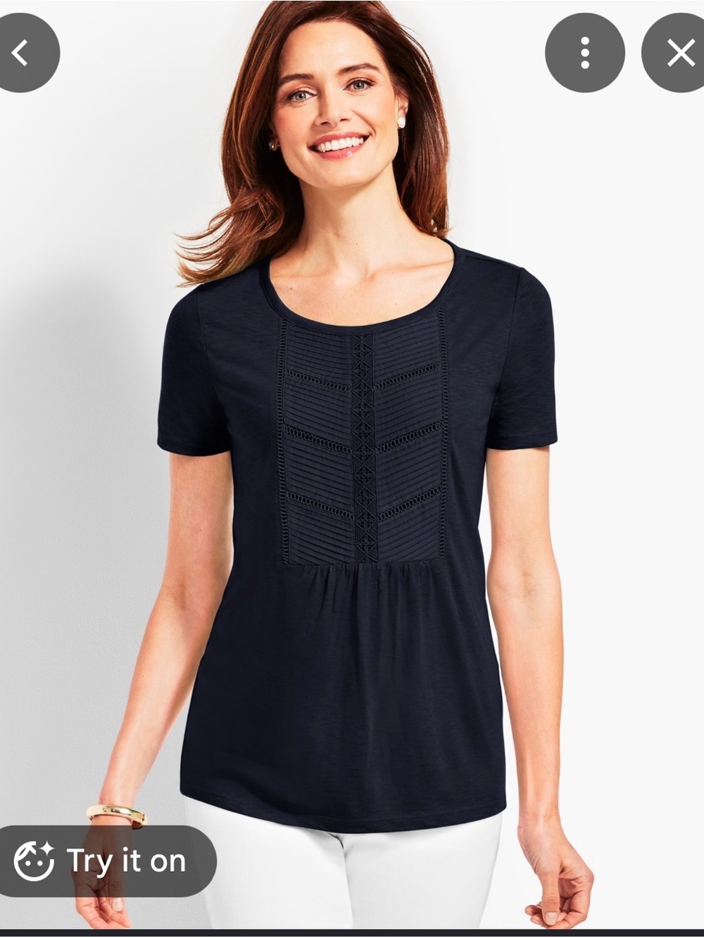 Talbots navy blue short-sleeve top size small